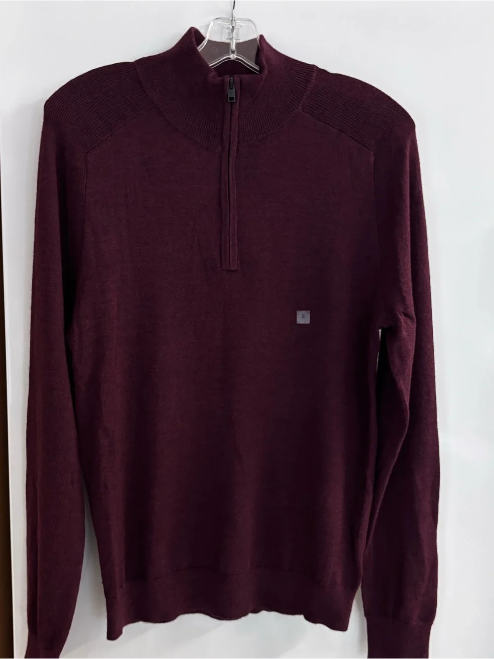 Express Men’s Lightweight Merino Wool Blend 1/2 Zip Burgundy NWT Small